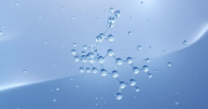 Guanosine triphosphate rotating molecular structure, 3d model of purine nucleoside triphosphate, looped video