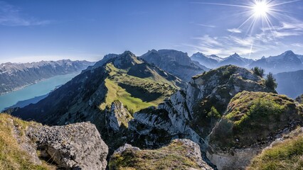 Lake Brienz, View from Oberberghorn, Schynige Platte, Bernese Alps, Switzerland, Europe