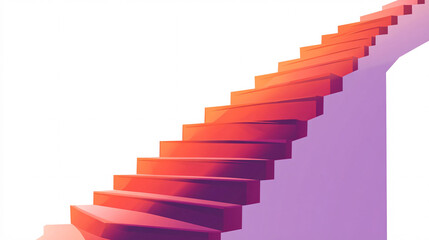 Fototapeta premium A surreal red staircase extends infinitely into a bright white space creating a futuristic and dreamlike perspective with bold colors 