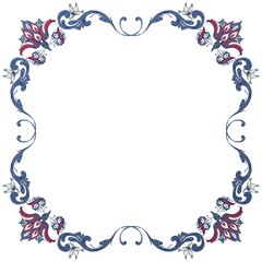 Vector floral frame with traditional Norwegian Rosemaling motif