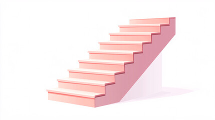 Obraz premium A minimalist pink staircase with a soft pastel tone isolated on a white background creating a clean modern and conceptual design 