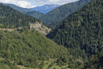 Obraz premium Caucasus Mountains near Lashtkhveri, Svaneti region, Georgia, Asia
