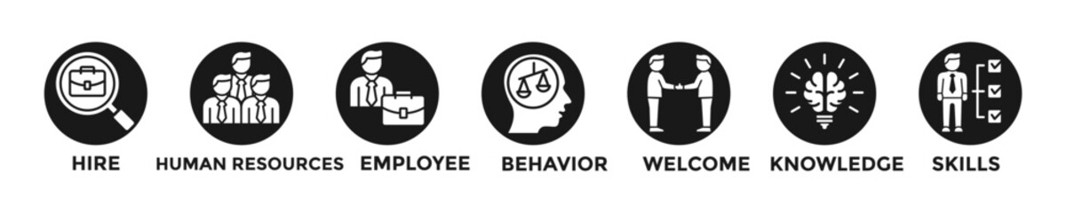 ONBOARDING web banner concept with group of icons for business and media