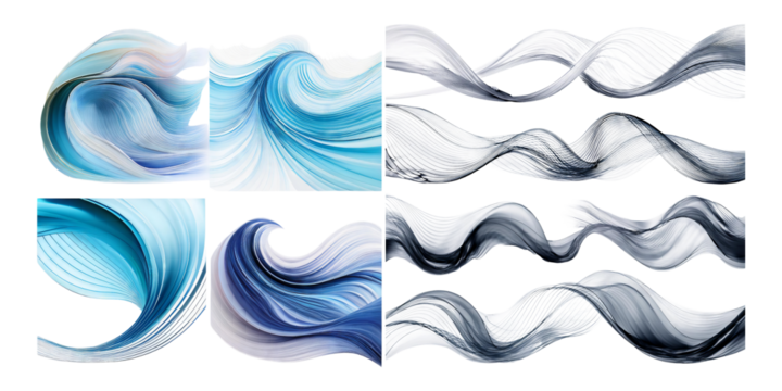 Abstract Waves in Blue and Black Design Elements