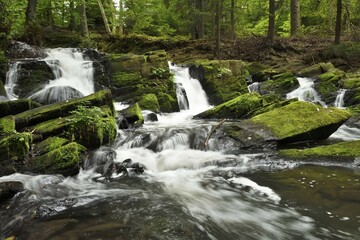 Waterfall, mountain stream Selke, near Harzgerode, Saxony-Anhalt, Germany, Europe