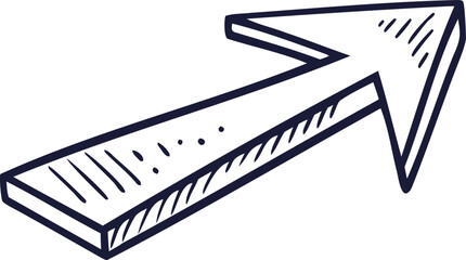 Hand Drawn 3D Arrow Sketch in Black and White Illustration Perfect for Navigation Infographics Business Graphics and Minimalist Design