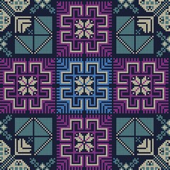 Seamless pattern design with traditional Palestinian embroidery motif