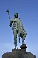 Mencey Statue on the Candelaria Promenade, Statue of Guanchen King Tegueste, Tenerife, Canary Islands, Spain, Europe