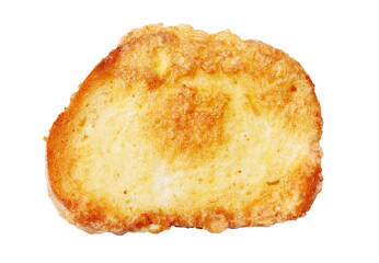 A slice of bread with a brown crust