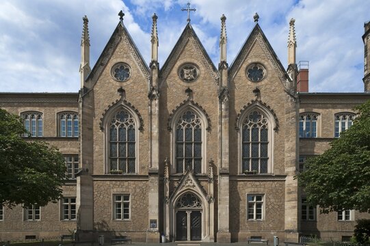 High school opened in 1856, Klosterplatz square, G&ouml;rlitz, Oberlausitz, Saxony, Germany, Europe