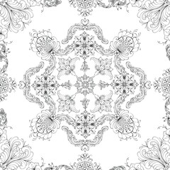Hand drawn seamless floral pattern on a white background, vector textile template