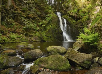 Waterfall with rocks, Falkau, Black Forest, Baden-Württemberg, Germany, Europe