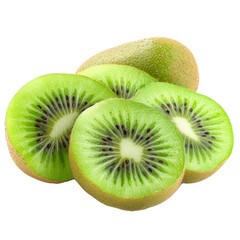 Fototapeta premium Freshly Sliced Kiwi Fruit Isolated on White Background