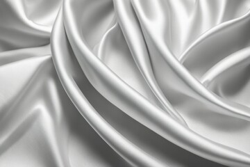 Obraz premium Flowing white silk fabric with smooth texture and elegant folds, exuding softness and shine, AI generated