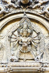 Sun Dhoka Golden Gate with the Goddess Taleju Bhawani leading to the Royal Palace, Durbar Square, Bhaktapur, Nepal, Asia
