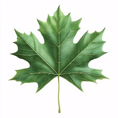 Fototapeta premium A Single Green Maple Leaf Isolated on White
