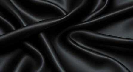Fototapeta premium Glistening dark satin fabric – Flowing texture, soft shimmering silver reflections
