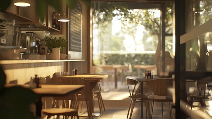 Inviting restaurant scene through a glass window, creating a warm and comforting atmosphere