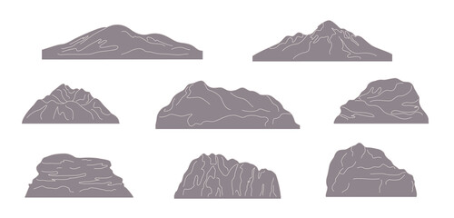 Simple Mountains and Rocks Set