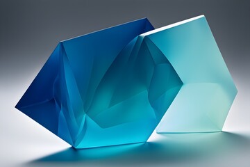 Translucent vibrant colored geometric shapes create depth with sharp angles and smooth transitions