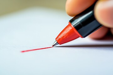 Close-up of a red pen marking a checkbox on a survey form, concept of voting, selection, and decision making.