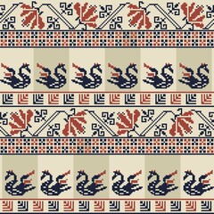 Seamless pattern design with traditional Palestinian embroidery motif
