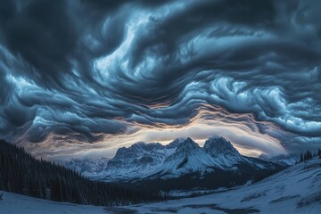 Storm timelapse captures dramatic cloud formations over mountain landscape at dusk, Storm timelapse of clouds