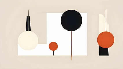 Vibrant minimalist wallpaper illustration in geometric shapes symbolizing fun and ease, AI generated