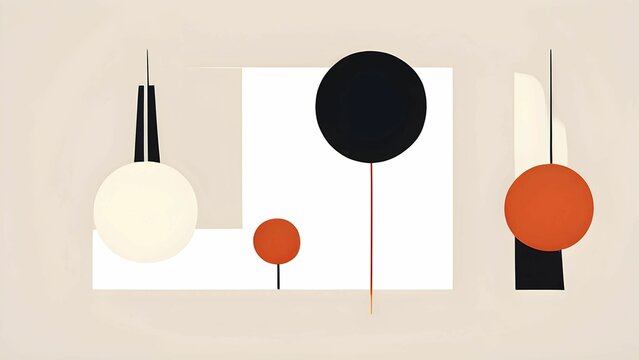 Vibrant minimalist wallpaper illustration in geometric shapes symbolizing fun and ease, AI generated