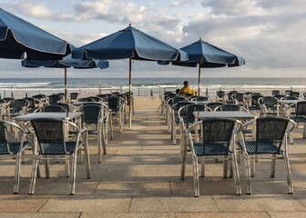 Itsasertza Kalea beach promenade, Zarautz, Zarauz, Basque Country, Spain, Europe