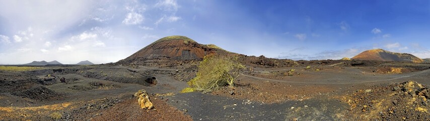 Caldera Colorada with lava, volcanic mountains, Mancha Blanca, Lanzarote, Canary Islands, Spain, Europe
