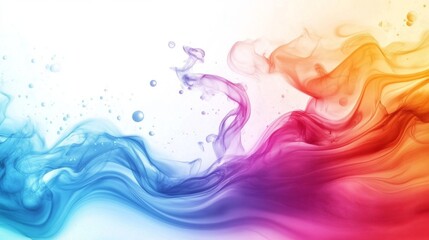 Fototapeta premium Colorful swirls of liquid abstractly flow across a bright background, creating a dynamic and vibrant visual effect, perfect for artistic and design purposes.