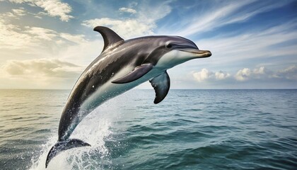 Obraz premium AI generated, A dolphin (Delphinidae) (Delphinus delphis), Dolphin, sideways