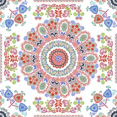 Seamless pattern design inspired by traditional Hungarian embroidery
