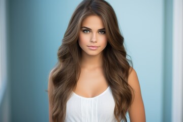 Fototapeta premium A woman with long brown hair