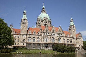 Fototapeta premium New City Hall, Maschteich, Hanover, Lower Saxony, Germany, Europe