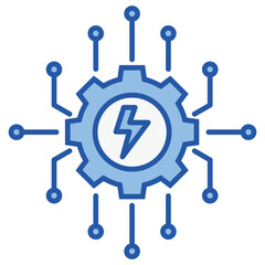 Electrical Grid System Blue White Icon
