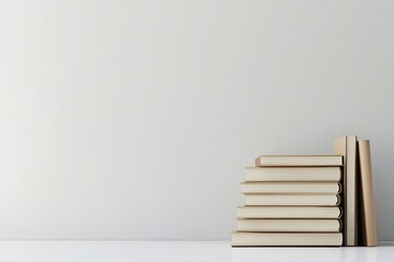 High Resolution Visual of Books Stack on White Background