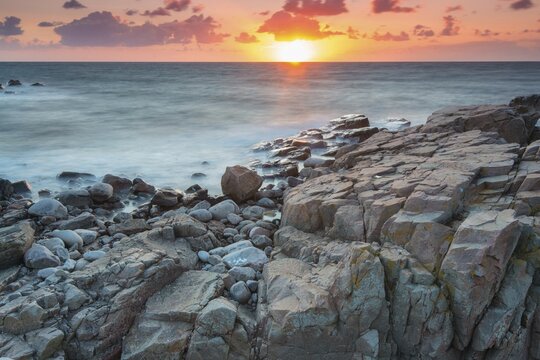 Evening mood, Hovs Hallar coastline, nature reserve, Bj&auml;rehalv&ouml;n Peninsula, B&aring;stad, Scania, Sweden, Europe