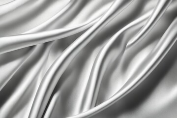 Fototapeta premium White silky fabric with soft and elegant folds, showcasing shiny and smooth texture, AI generated