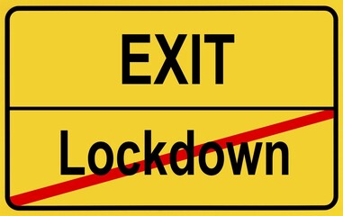 PHOTOMONTAGE, symbol image Exit, strategy because of coronavirus, Sars-CoV-2, Covid-19, Germany, Europe