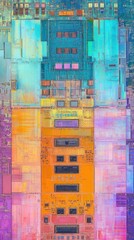 Colorful Microchip Die Close-up, Technology Background, Semiconductor Design
