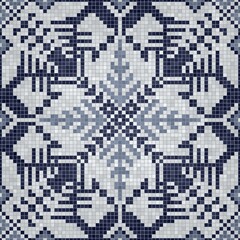 Fototapeta premium Mosaic tiles background, seamless vector pattern