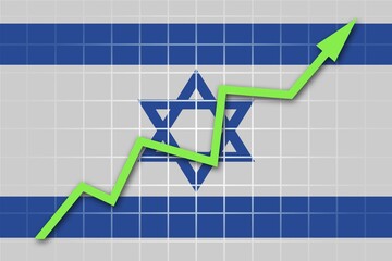 The Israeli flag and arrow graph going up