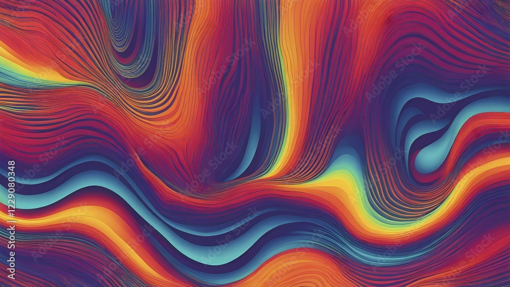 Aufkleber seamless abstract pattern of vector fluid curved lines creating a dynamic ripple effect in vibrant c