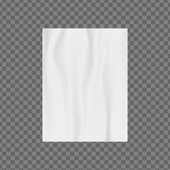 White blank paper sheet. Wrinkled realistic poster. Vector advertising page