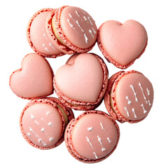Obraz premium yummy sweet heart shape pink macaron isolated on white background