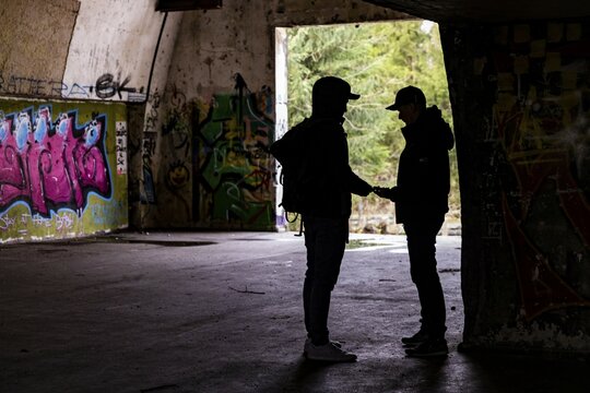 Symbolic image, drug deal, dark secret in a bunker, Ostallg&auml;u Bavaria