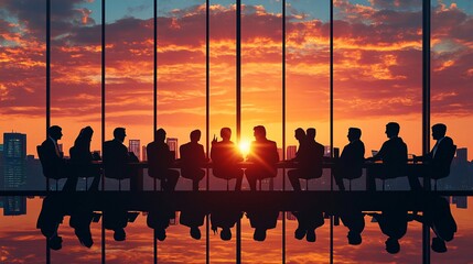 a business meeting with colleagues discussing ideas around a conference table, showcasing collaboration and professional teamwork.