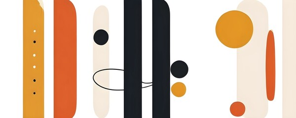 Abstract minimalist mid century vector set with hand drawn geometric elements, AI generated